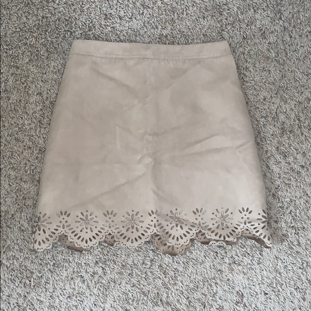 Hollister Beige Tan Scalloped Mini Skirt